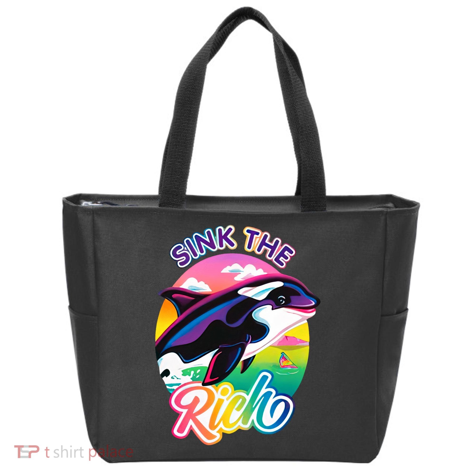 Sink The Rich Gladys Killer Whale The Yacht Sinking Orca Rainbow Tote Bag