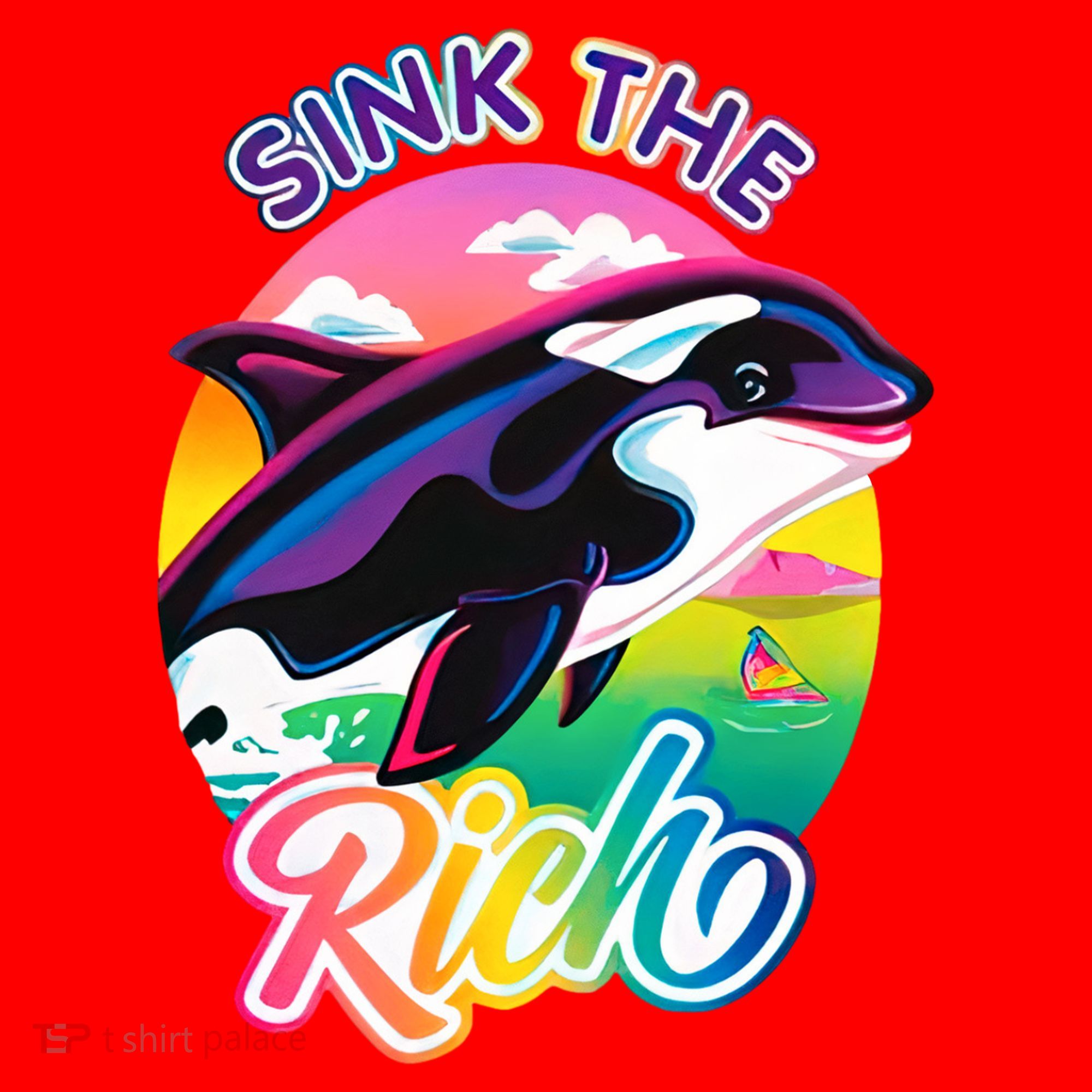 Sink The Rich Gladys Killer Whale The Yacht Sinking Orca Rainbow Santa Hat