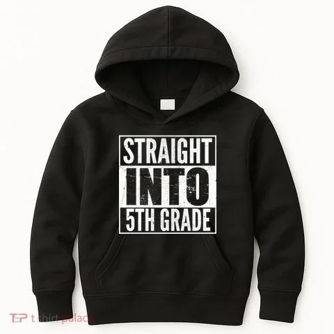 Straight Into 5th Grade Kids Hoodie in the selected color