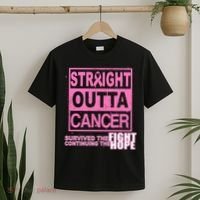 Straight Outta Breast Cancer Fight Hope T-Shirt thumb 2