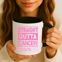 Straight Outta Breast Cancer Fight Hope Coffee Mug thumb 3