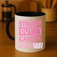 Straight Outta Breast Cancer Fight Hope Coffee Mug thumb 4