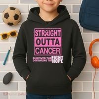 Straight Outta Breast Cancer Fight Hope Kids Hoodie thumb 2