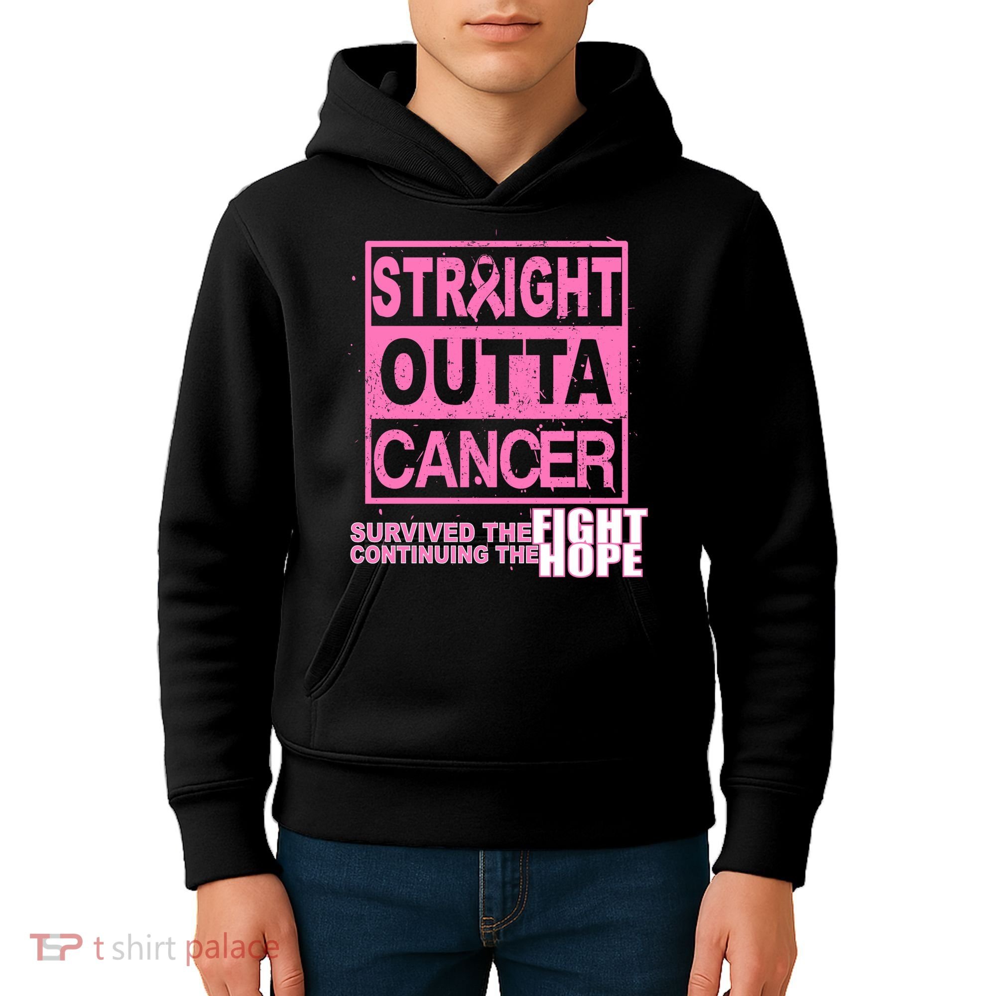 Straight Outta Breast Cancer Fight Hope Kids Hoodie