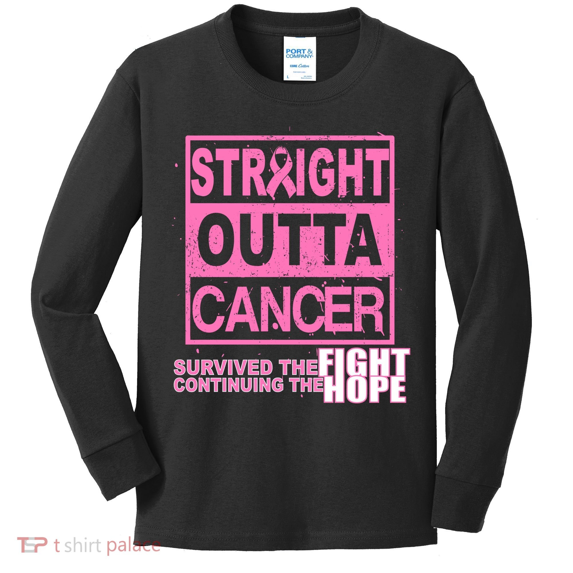 Straight Outta Breast Cancer Fight Hope Kids Long Sleeve Shirt