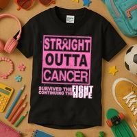 Straight Outta Breast Cancer Fight Hope Kids T-Shirt thumb 3