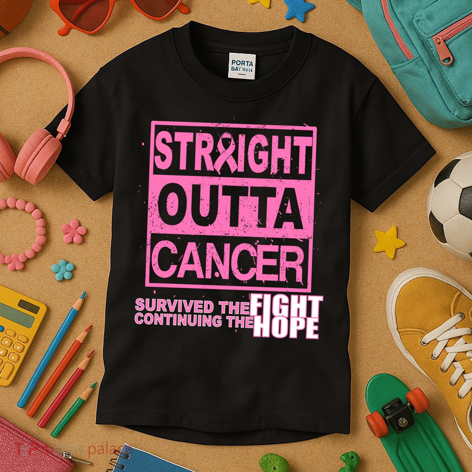 Straight Outta Breast Cancer Fight Hope Kids T-Shirt