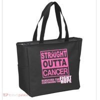 Straight Outta Breast Cancer Fight Hope Tote Bag thumb 2