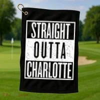 Straight Outta Charlotte Golf Towel thumb 1