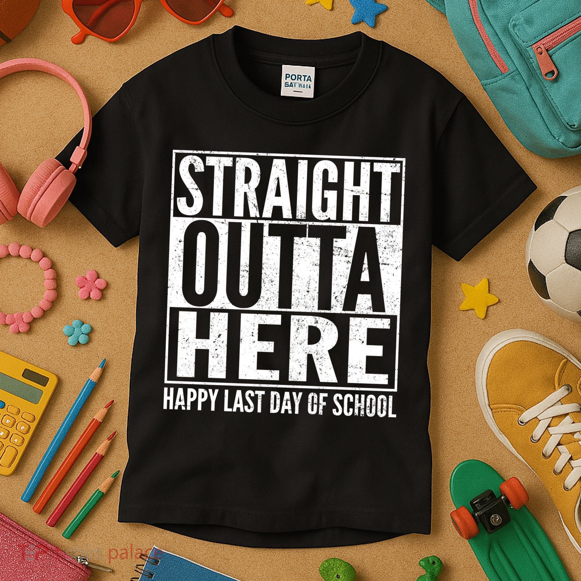 Straight Outta Here Happy Last Day Of School Kids T-Shirt