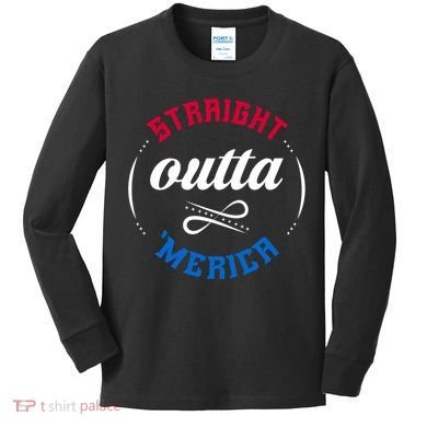 Straight Outta Merica Kids Long Sleeve Shirt