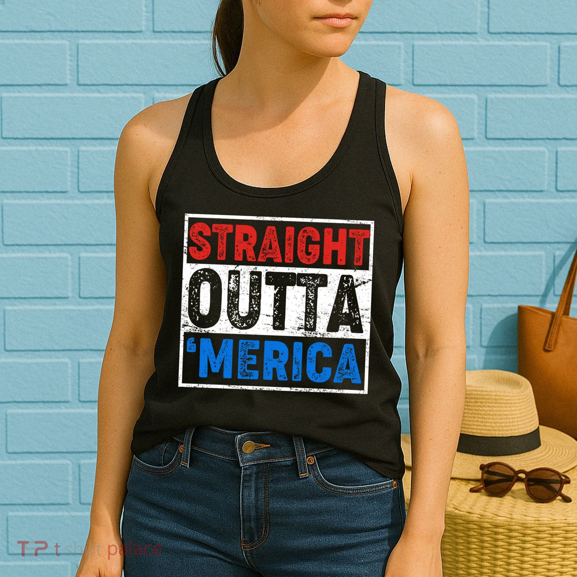Straight Outta Merica Fourth of July Women's Tank Top