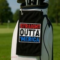 Straight Outta Merica Fourth of July Golf Towel thumb 2