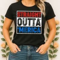Straight Outta Merica Fourth of July Women's T-Shirt thumb 2