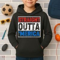 Straight Outta Merica Fourth of July Kids Hoodie thumb 2
