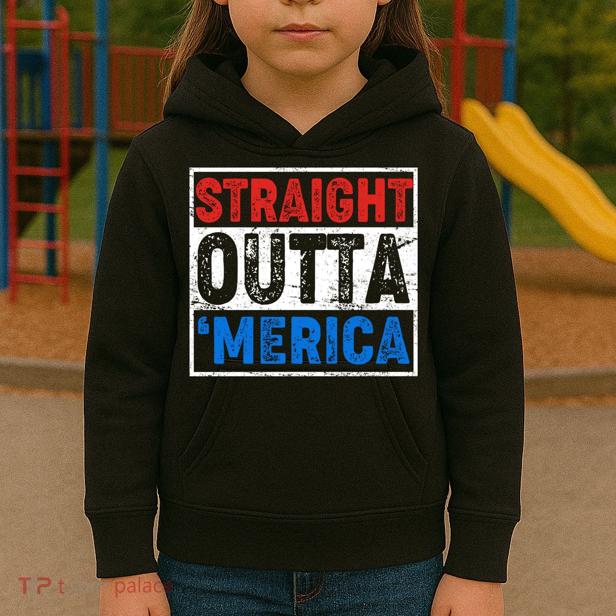 Straight Outta Merica Fourth of July Kids Hoodie