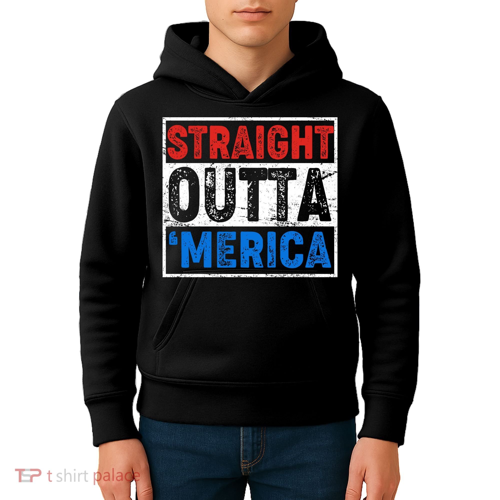 Straight Outta Merica Fourth of July Kids Hoodie