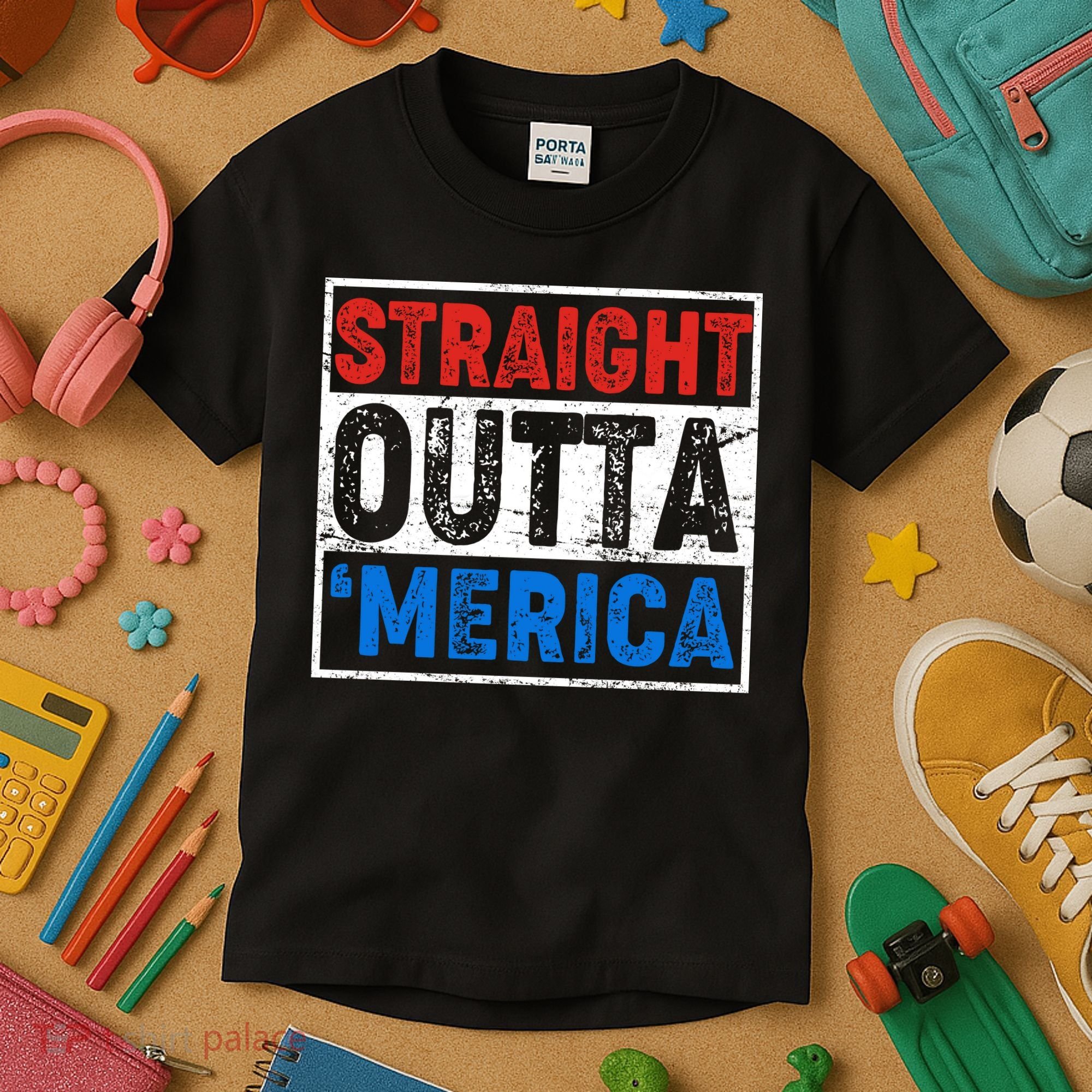 Straight Outta Merica Fourth of July Kids T-Shirt