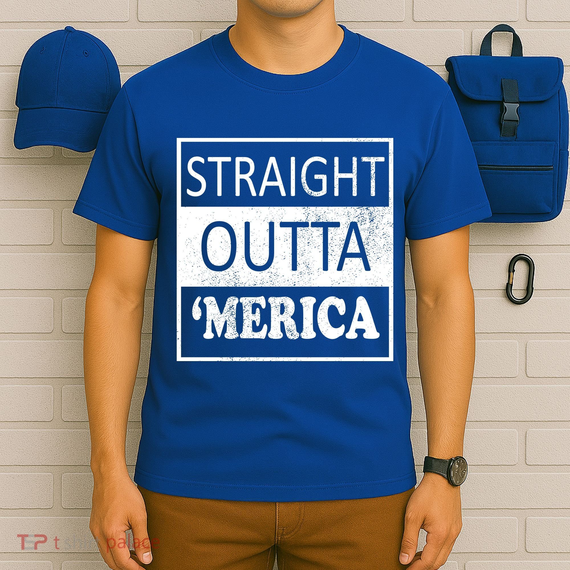 Straight Outta 'Merica USA America Distressed T-Shirt