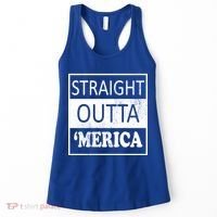 Straight Outta 'Merica USA America Distressed Women's Tank Top thumb 0