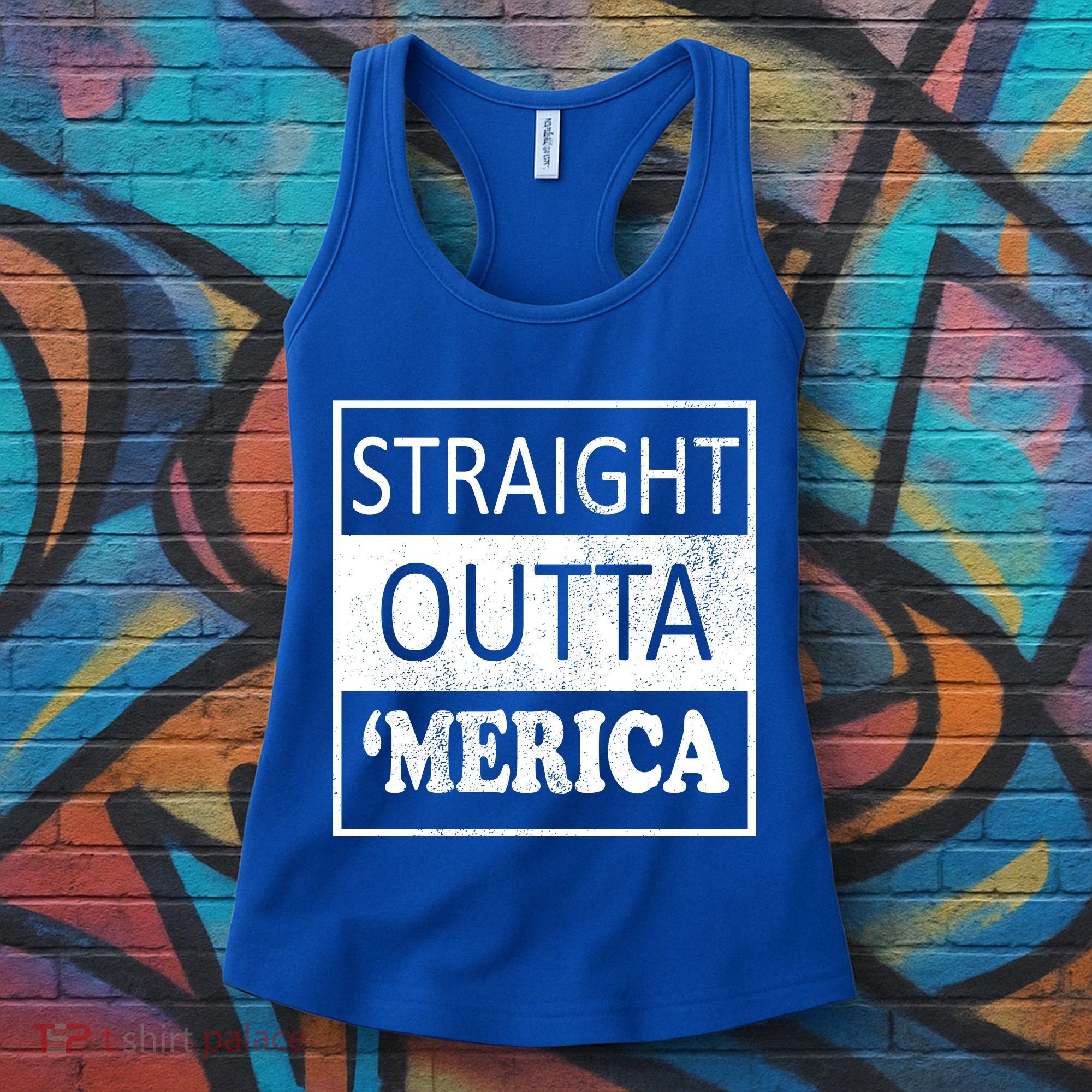 Straight Outta 'Merica USA America Distressed Women's Tank Top
