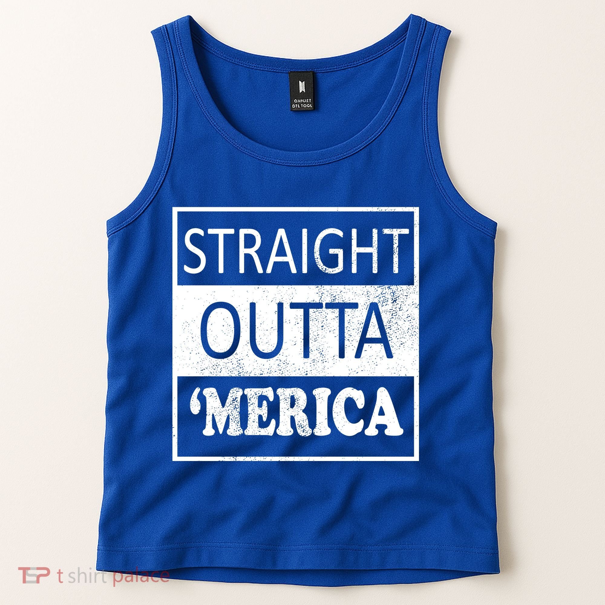 Straight Outta 'Merica USA America Distressed Tank Top
