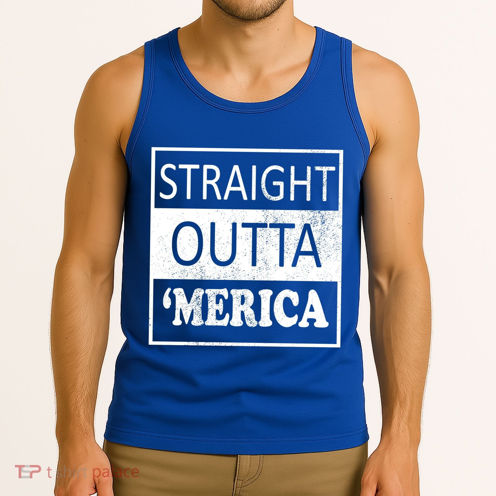 Straight Outta 'Merica USA America Distressed Tank Top