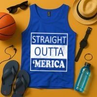 Straight Outta 'Merica USA America Distressed Tank Top thumb 4