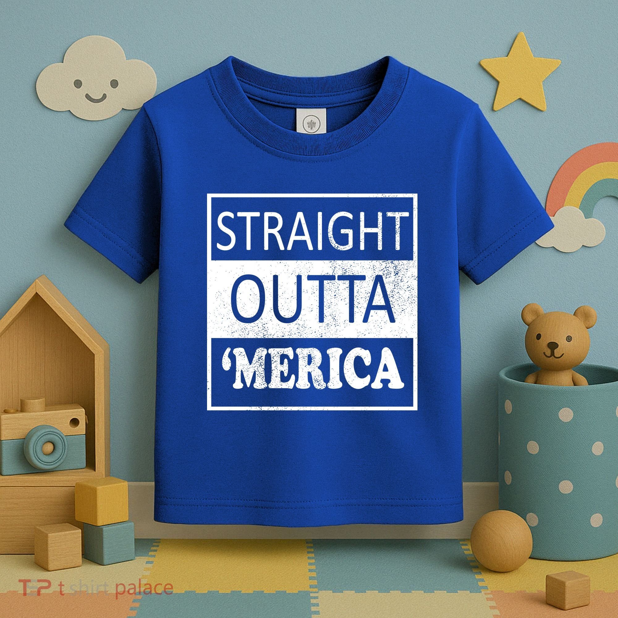 Straight Outta 'Merica USA America Distressed Toddler T-Shirt