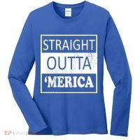 Straight Outta 'Merica USA America Distressed Women's Long Sleeve Shirt thumb 0