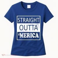 Straight Outta 'Merica USA America Distressed Women's T-Shirt thumb 0