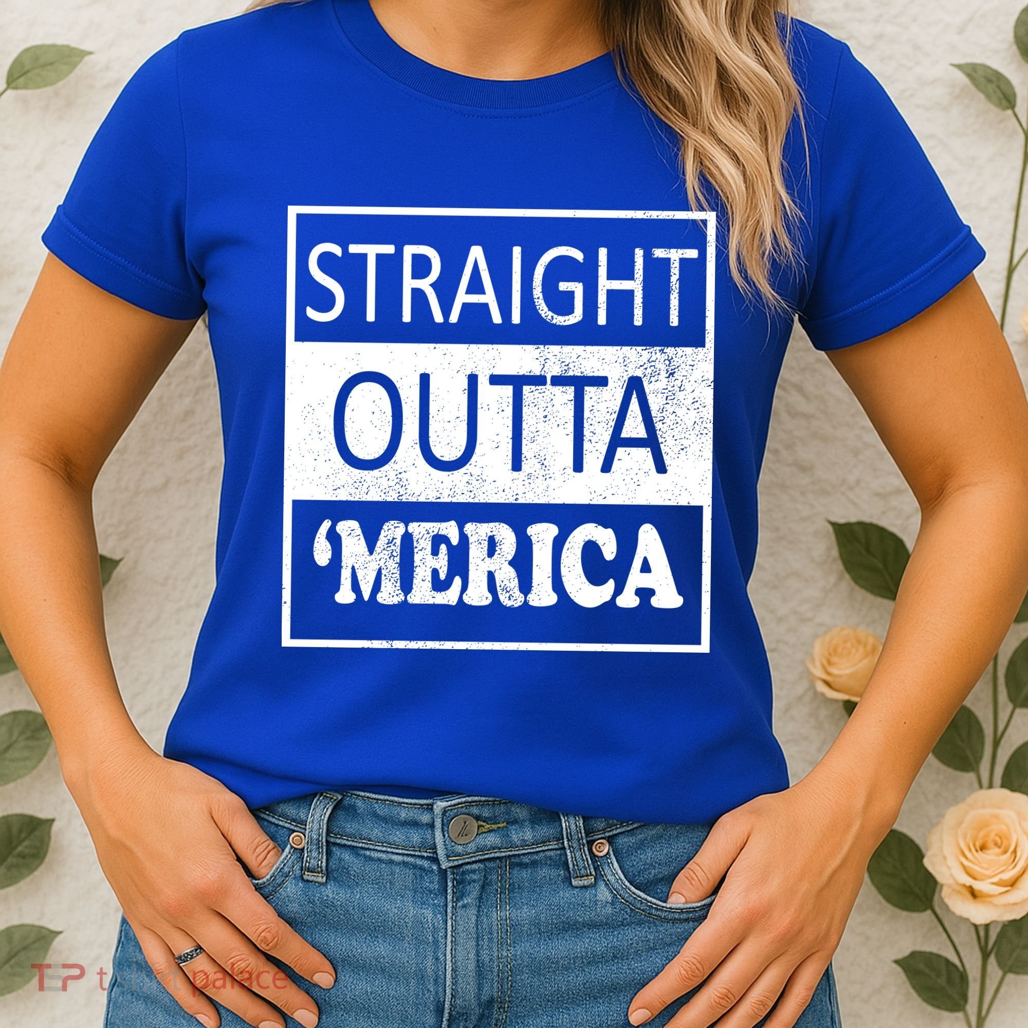 Straight Outta 'Merica USA America Distressed Women's T-Shirt