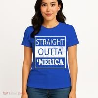 Straight Outta 'Merica USA America Distressed Women's T-Shirt thumb 4
