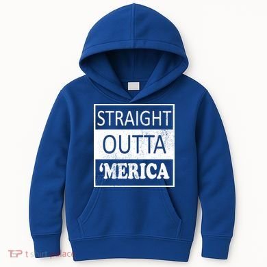 Straight Outta 'Merica USA America Distressed Kids Hoodie