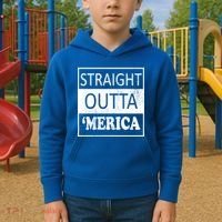 Straight Outta 'Merica USA America Distressed Kids Hoodie thumb 2