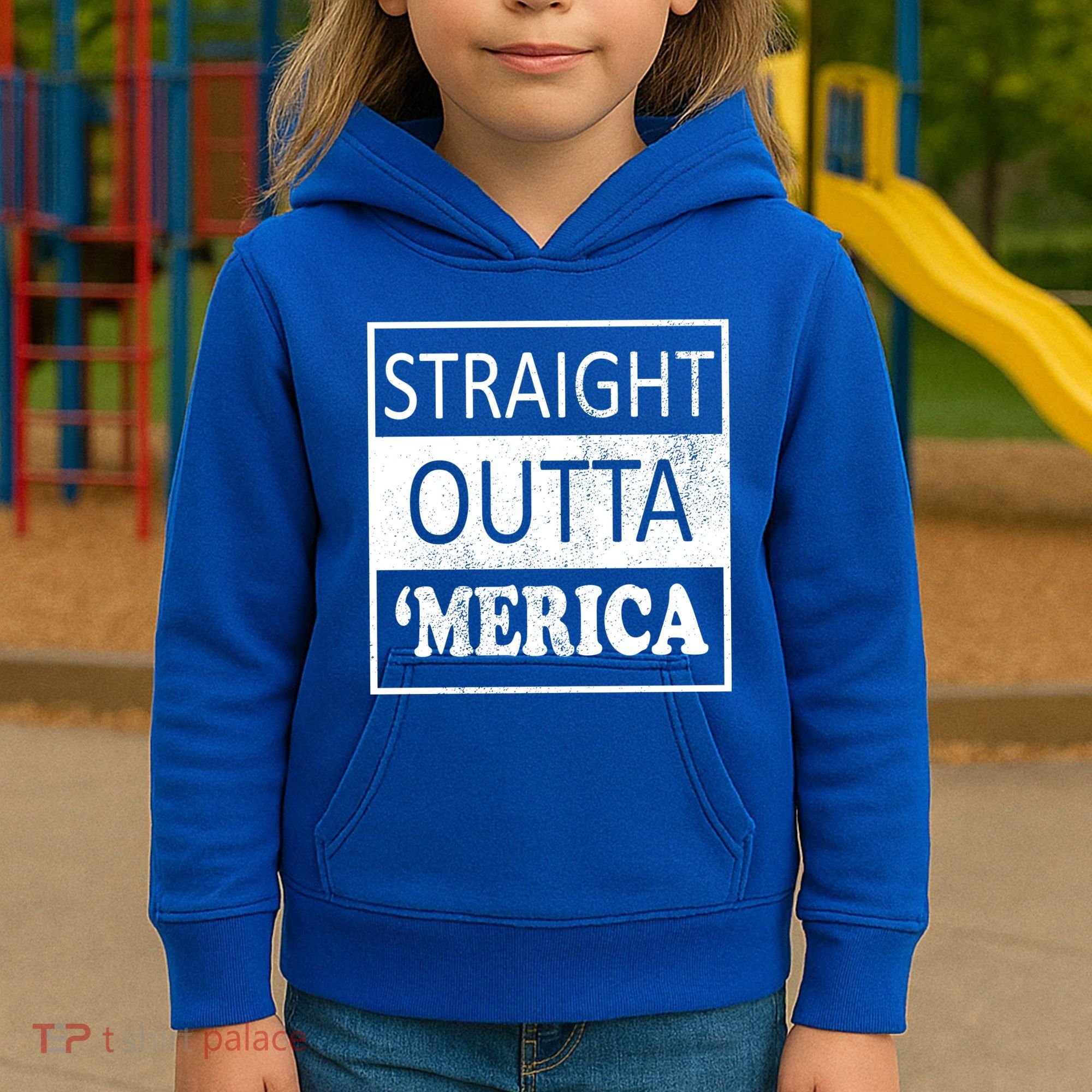 Straight Outta 'Merica USA America Distressed Kids Hoodie