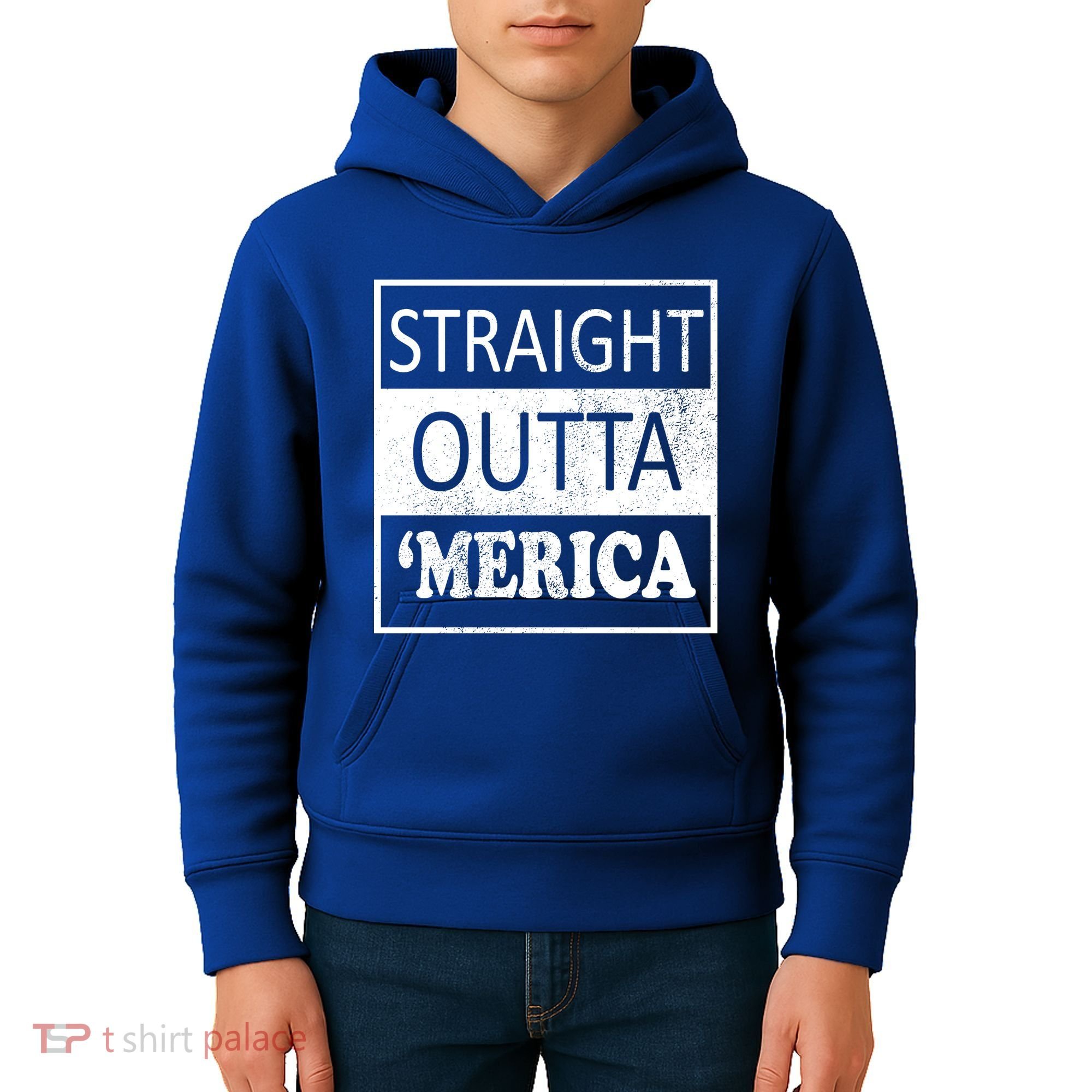 Straight Outta 'Merica USA America Distressed Kids Hoodie