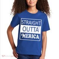 Straight Outta 'Merica USA America Distressed Kids T-Shirt thumb 2