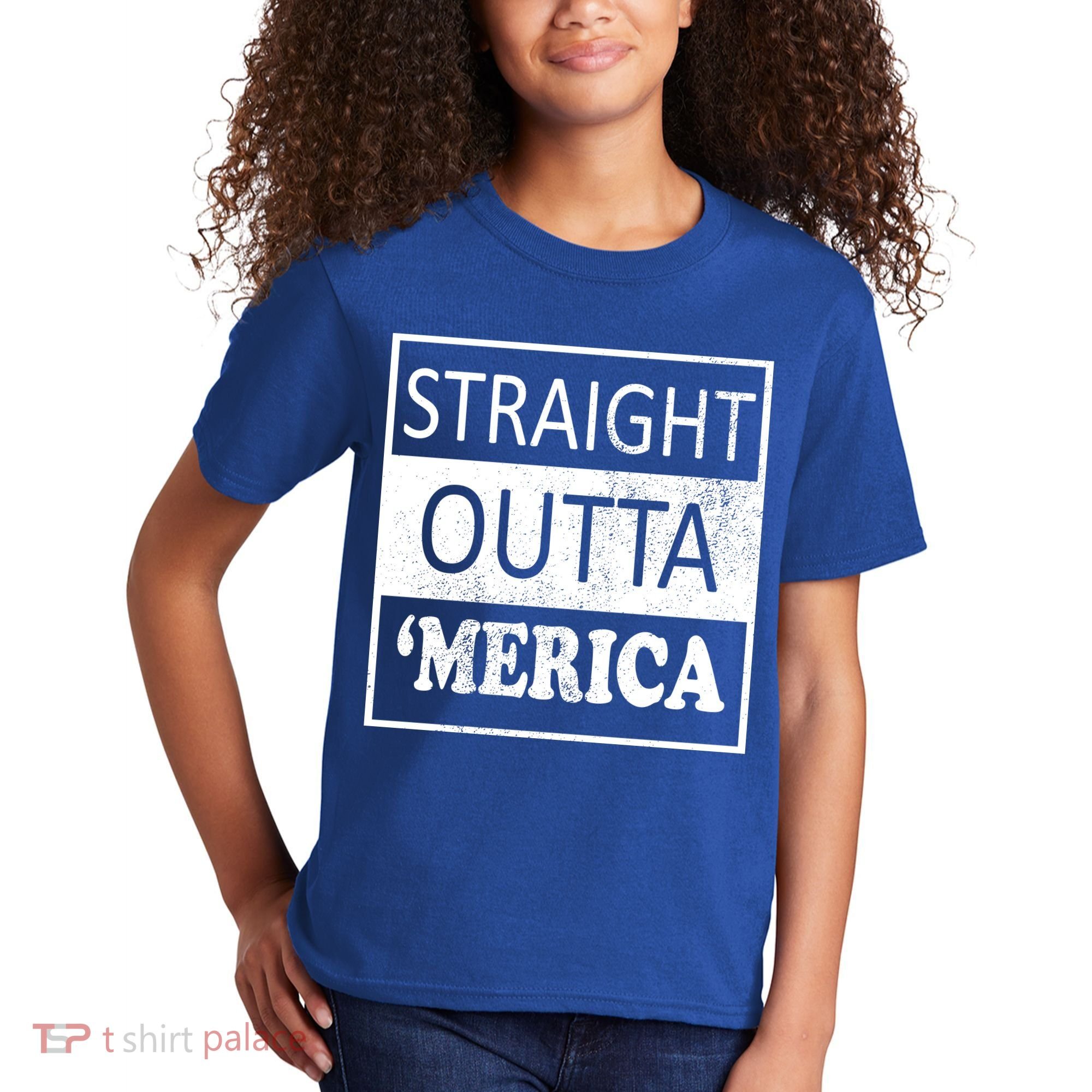 Straight Outta 'Merica USA America Distressed Kids T-Shirt