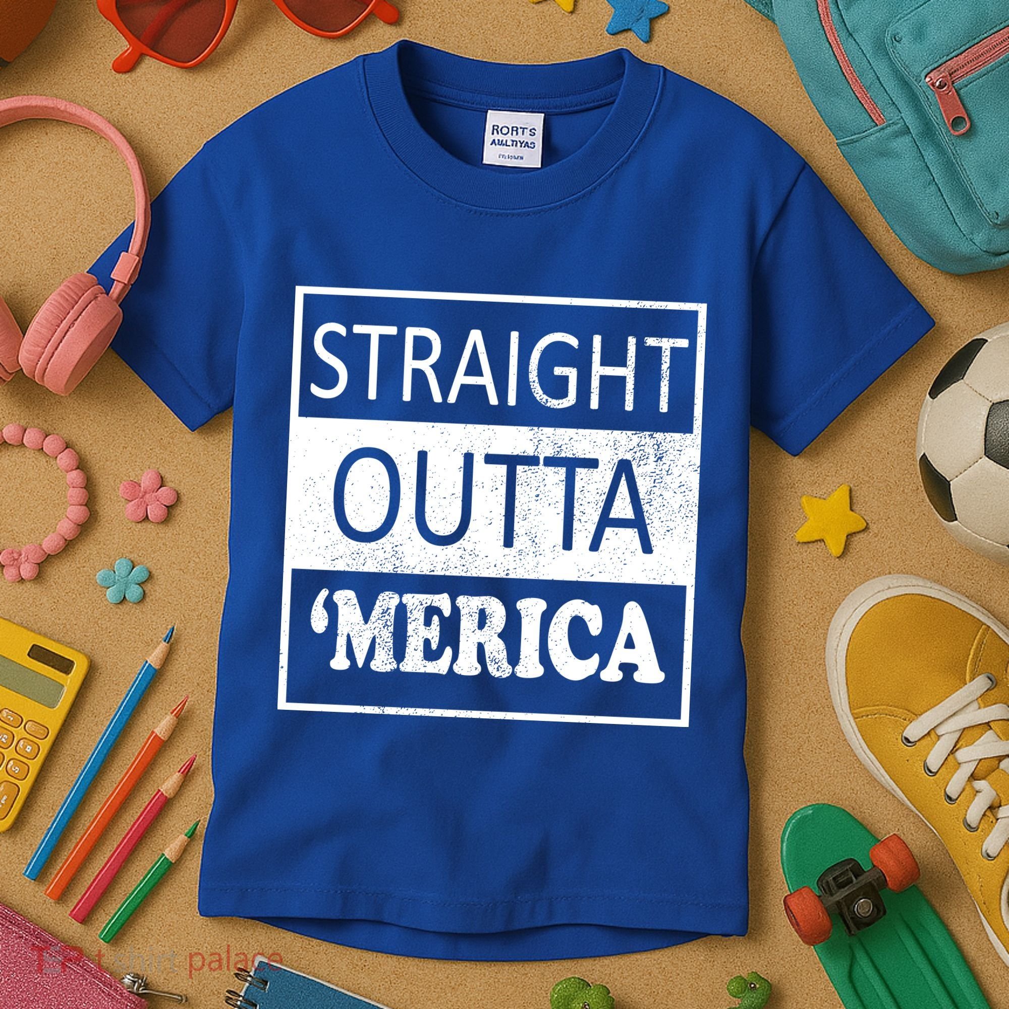 Straight Outta 'Merica USA America Distressed Kids T-Shirt