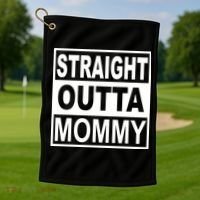 Straight Outta Mommy Funny Golf Towel thumb 1