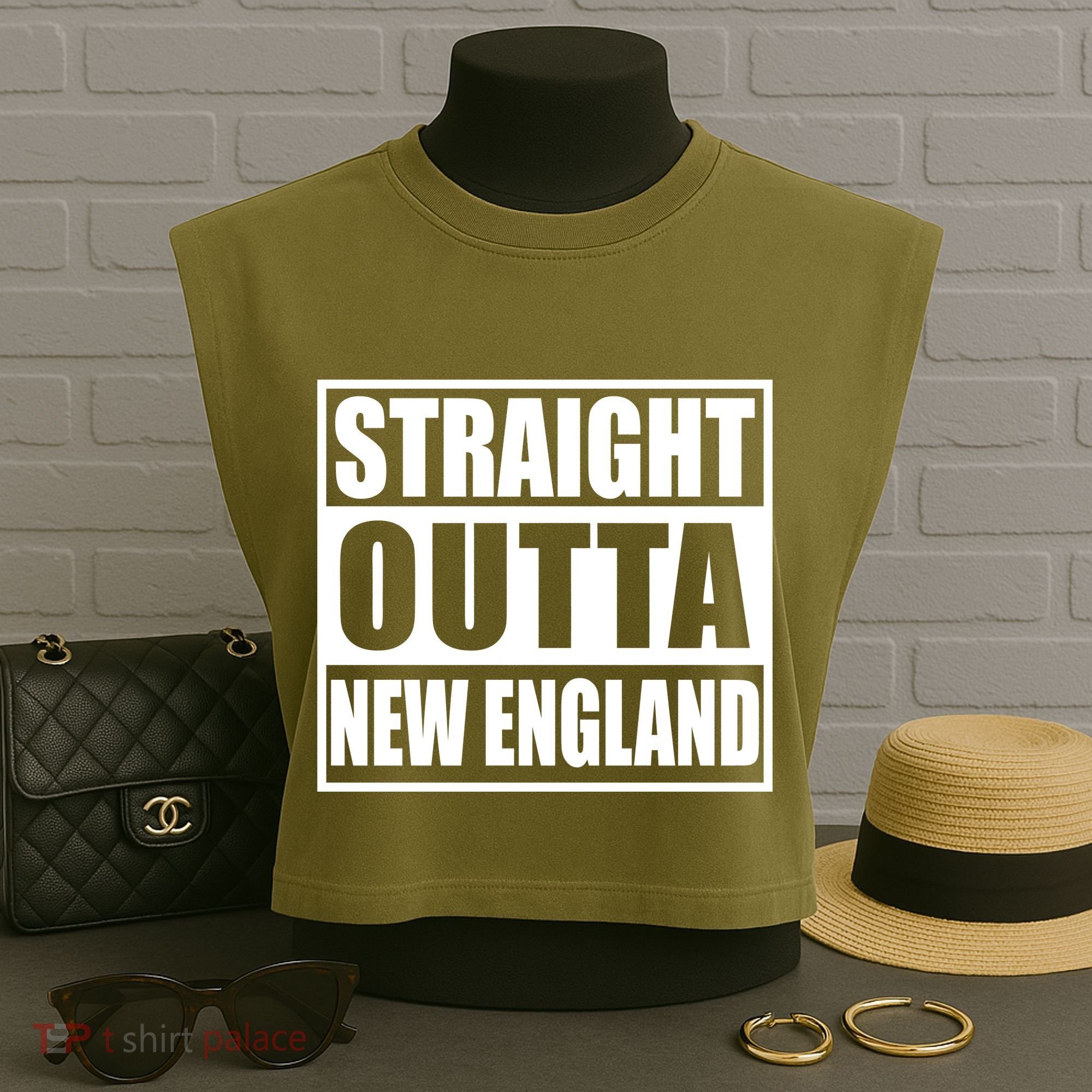Straight Outta New England Garment-Dyed Women's Muscle Tee