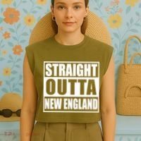 Straight Outta New England Garment-Dyed Women's Muscle Tee thumb 4