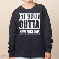 Straight Outta New England Distressed Women's Sweatshirt thumb 0