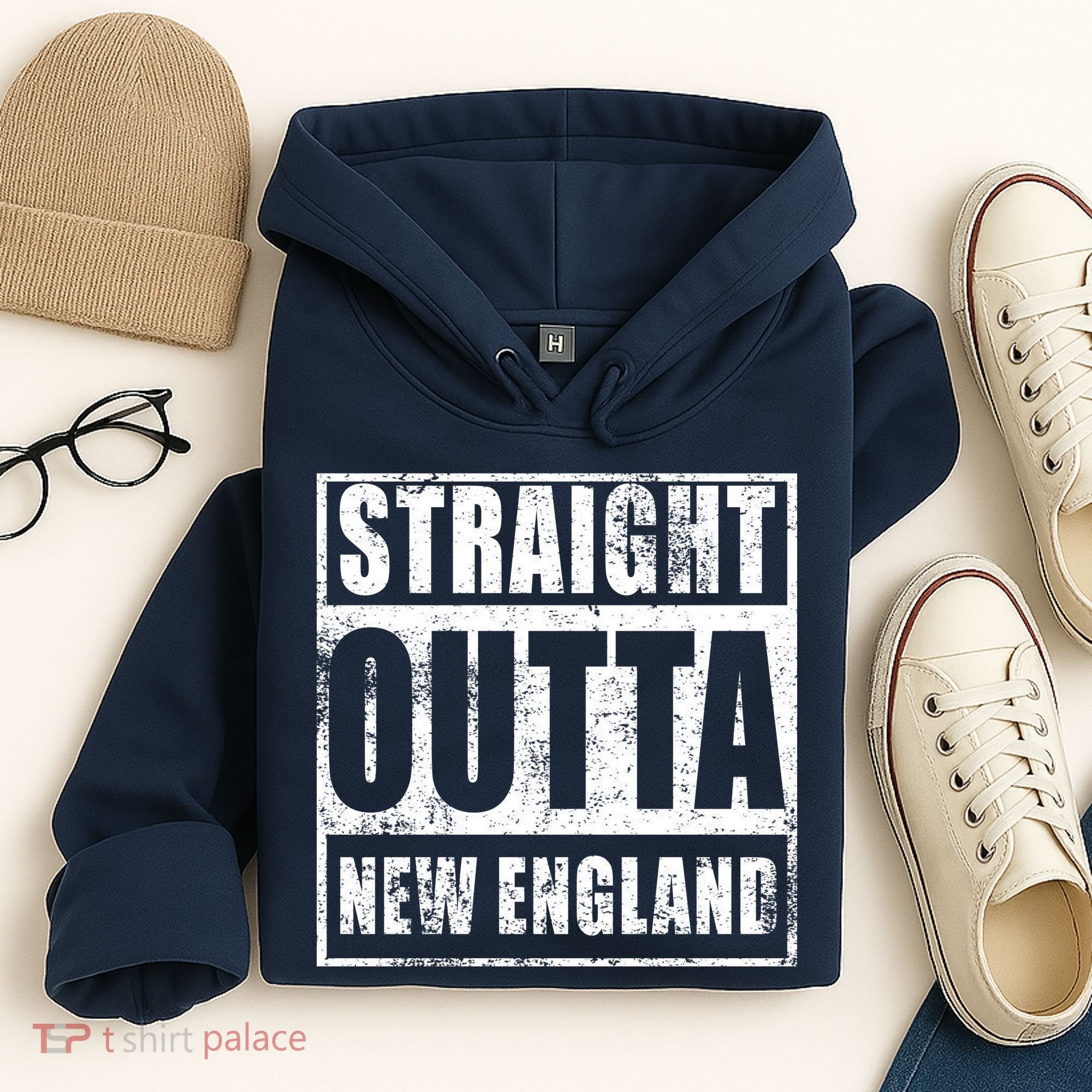 Straight Outta New England Distressed Hoodie
