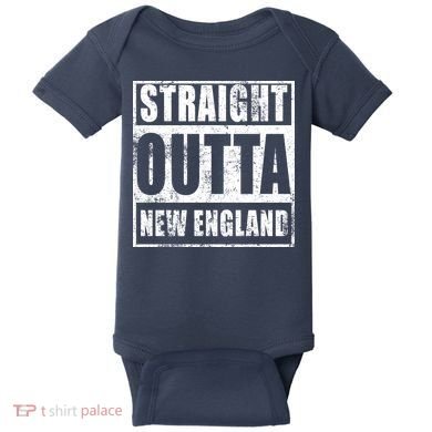 Straight Outta New England Distressed Baby Bodysuit