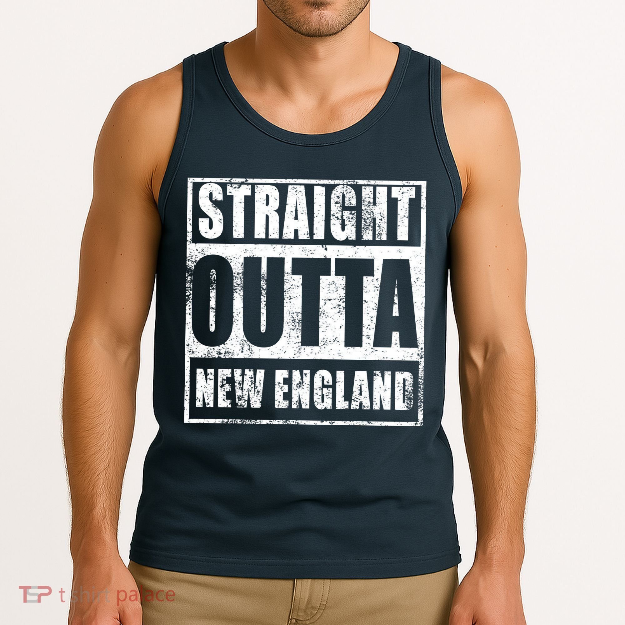 Straight Outta New England Distressed Tank Top
