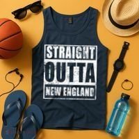 Straight Outta New England Distressed Tank Top thumb 4
