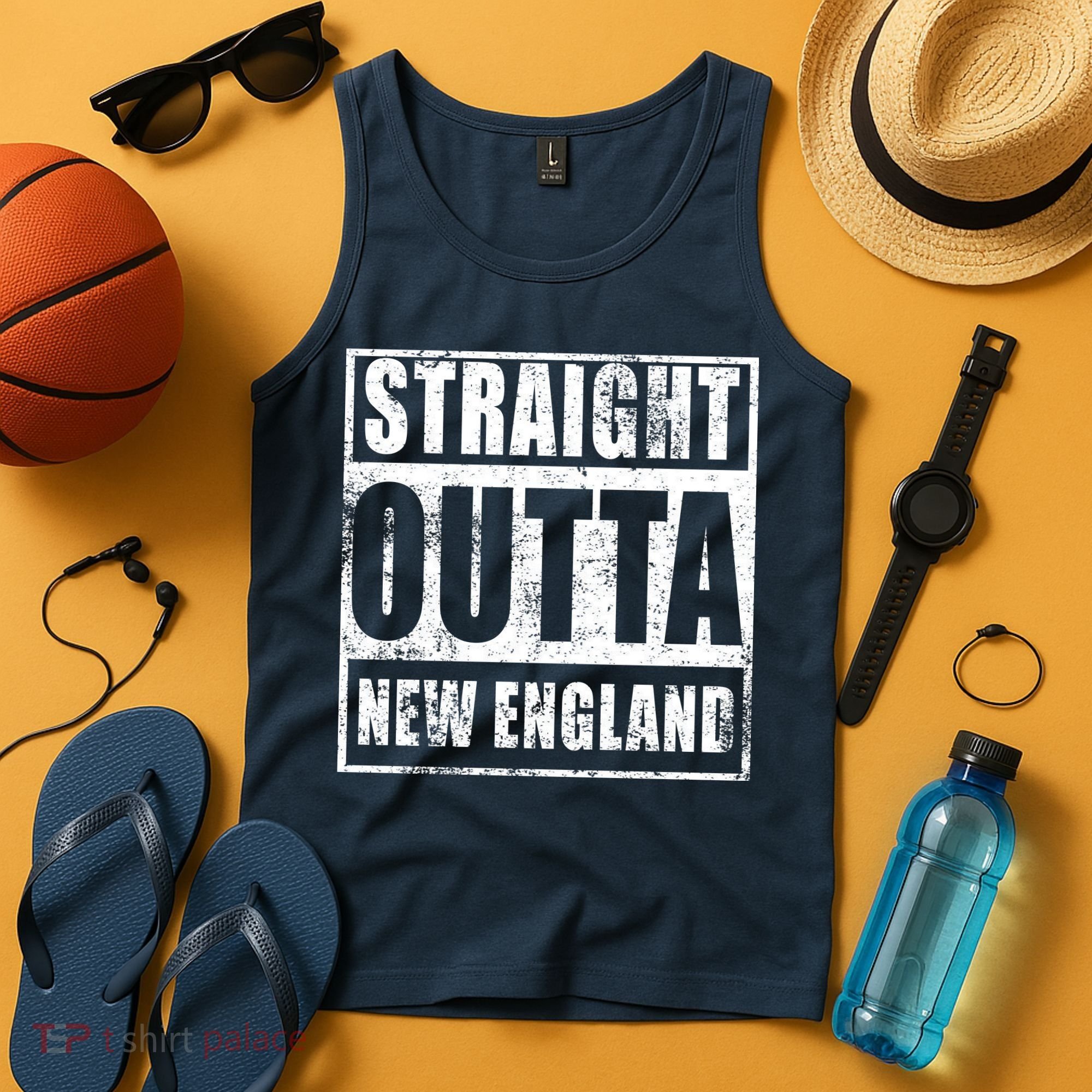 Straight Outta New England Distressed Tank Top