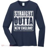 Straight Outta New England Distressed Women's Long Sleeve Shirt thumb 0